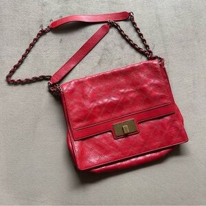 Marc Jacobs Quilted Leather Lipstick Red Baroque Shoulder Bag Gold Hardware